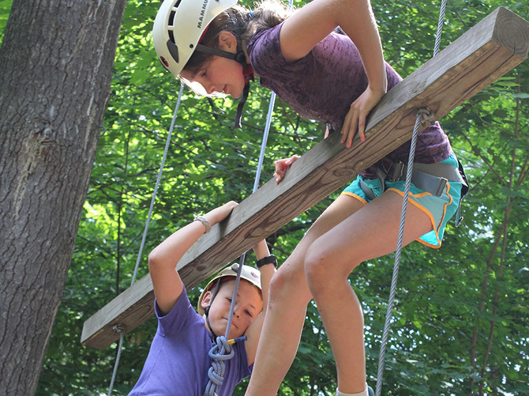 Girls on ropes course
