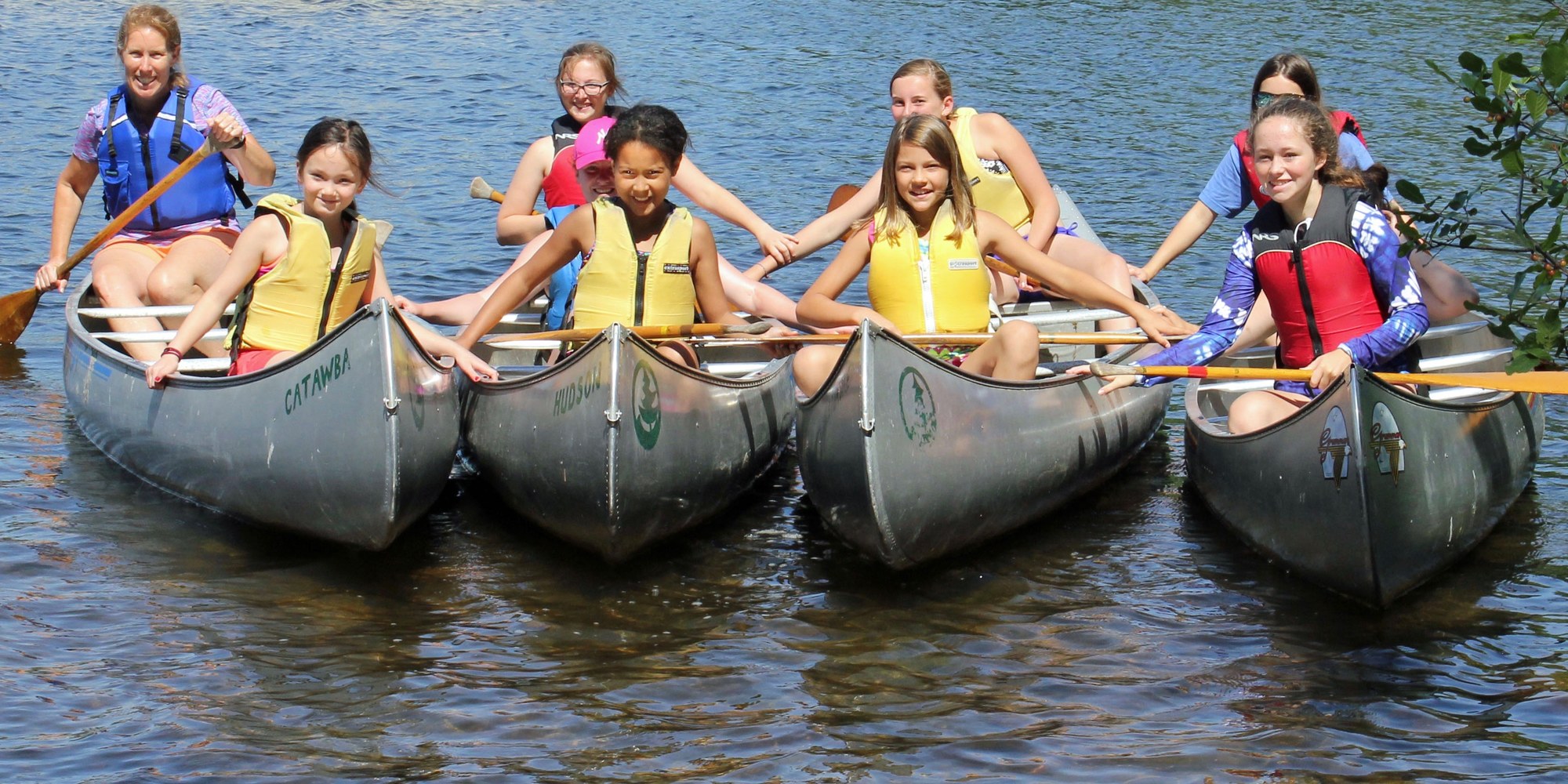 Whippoorwill  Campers and Counselor in Canoes on Lake