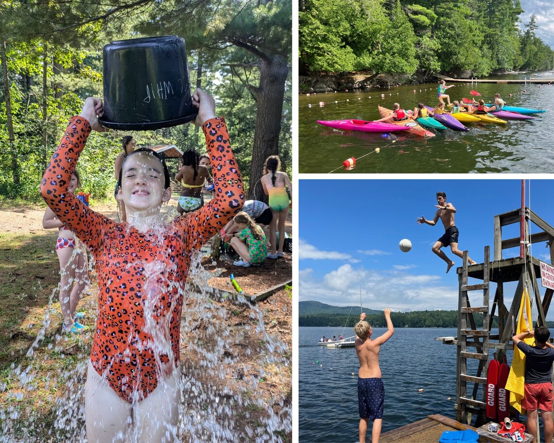 Pictures of campers playing in the water